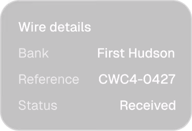 Wire details card marked Received